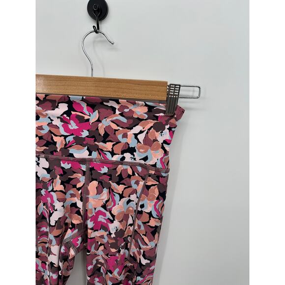Athleta Transcend Stash Tight Leggings Women XXS Purple Pink Floral 23" Inseam - Picture 6 of 7